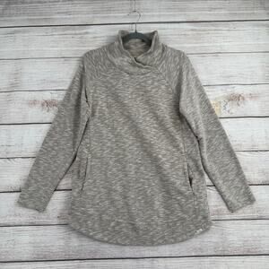 prAna Calexa Tunic Cowl Neck Sweater Womens Large Beige French Terry Knit